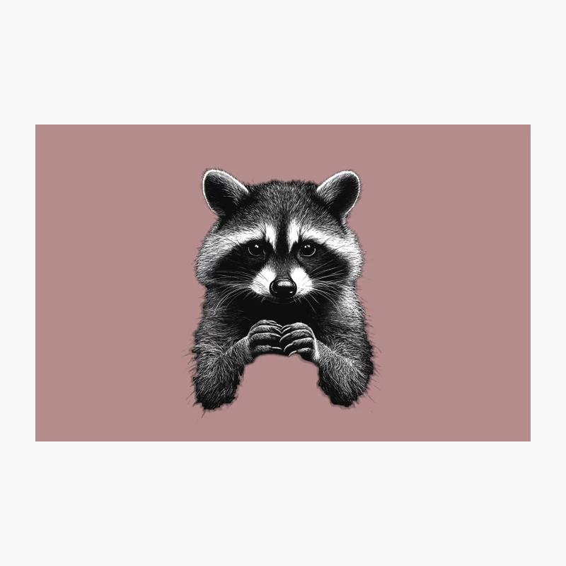Detailed Black and White Portrait of a Cute Raccoon Travel Mug