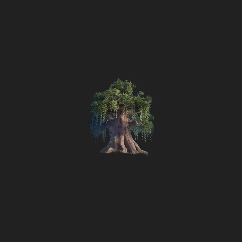 Majestic Ancient Fantasy Tree Illustration Bucket Hat