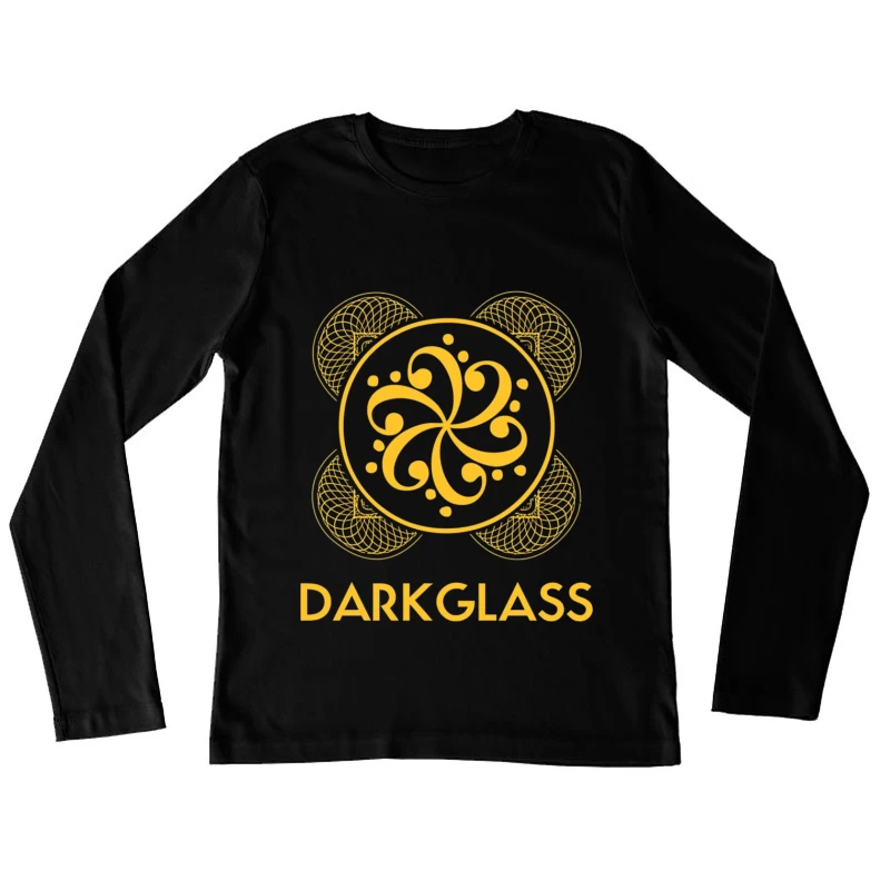 Black and Gold Ornamental Spiral Logo with Darkglass Text Female Long Sleeve T-Shirt