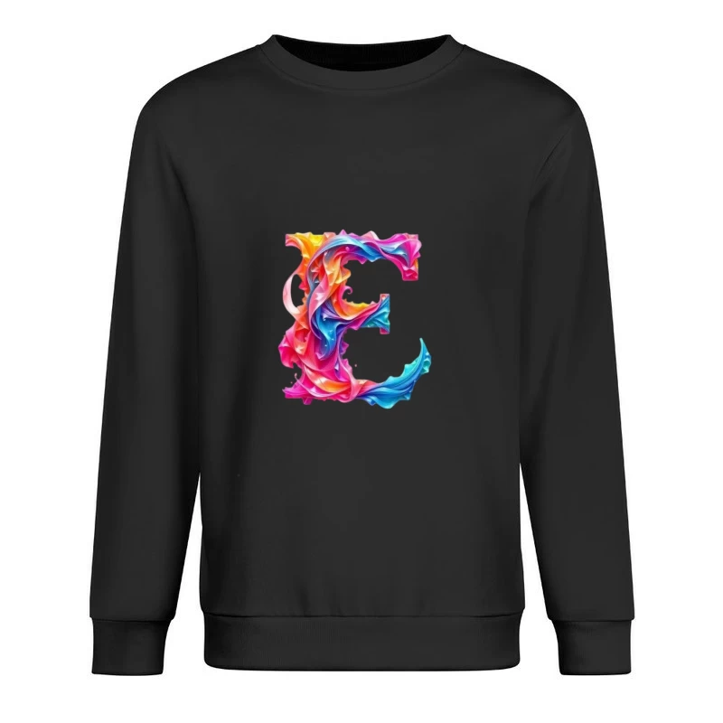 Vibrant Liquid Rainbow Letter E Design Male Pullover Sweatshirt