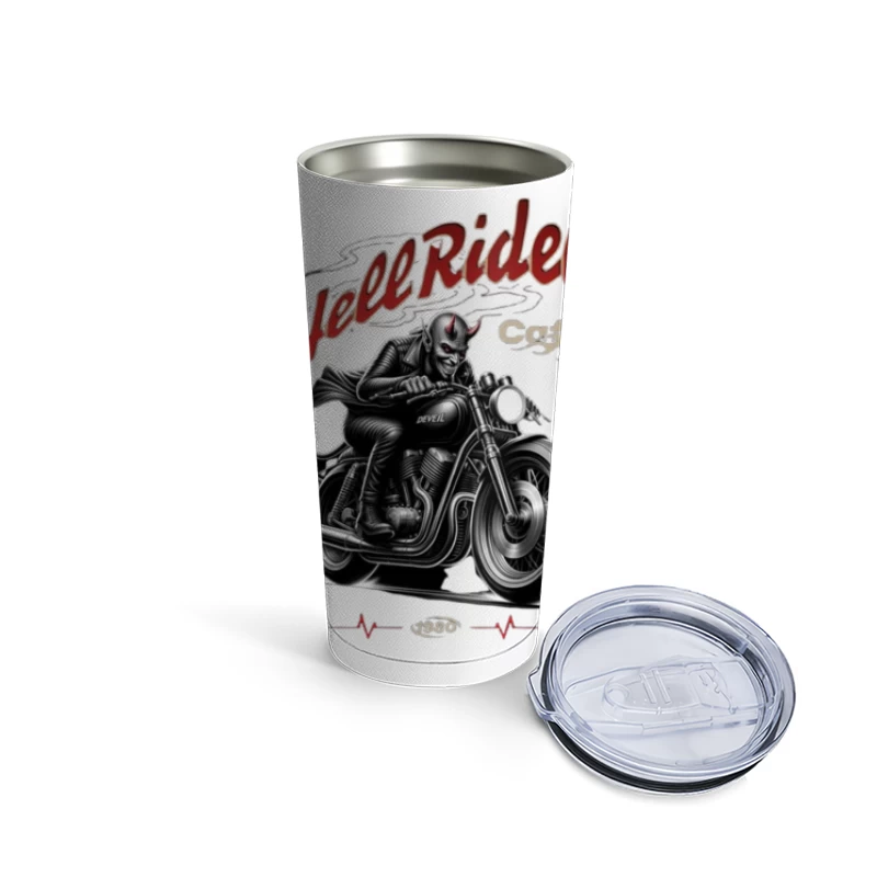 Hell Rider Vintage Cafe Racer Devil Motorcycle Art Travel Mug