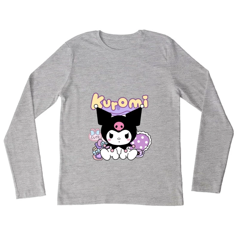 Süßes Kuromi-Design mit Bonbons Damen Langarm T-Shirt