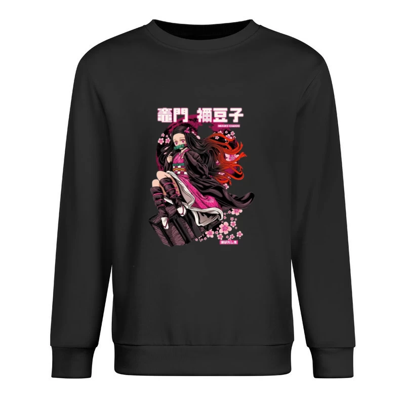 Nezuko Kamado mit Kirschblütenhintergrund Herren Pullover Sweatshirt