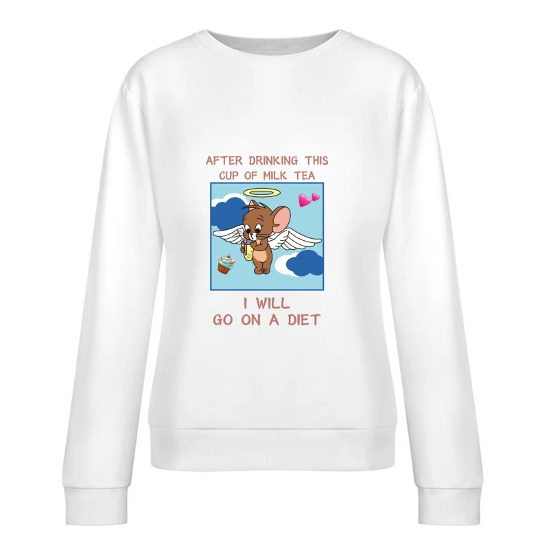 Niedliche Maus mit Milchtee und Diätversprechen Damen Pullover Sweatshirt