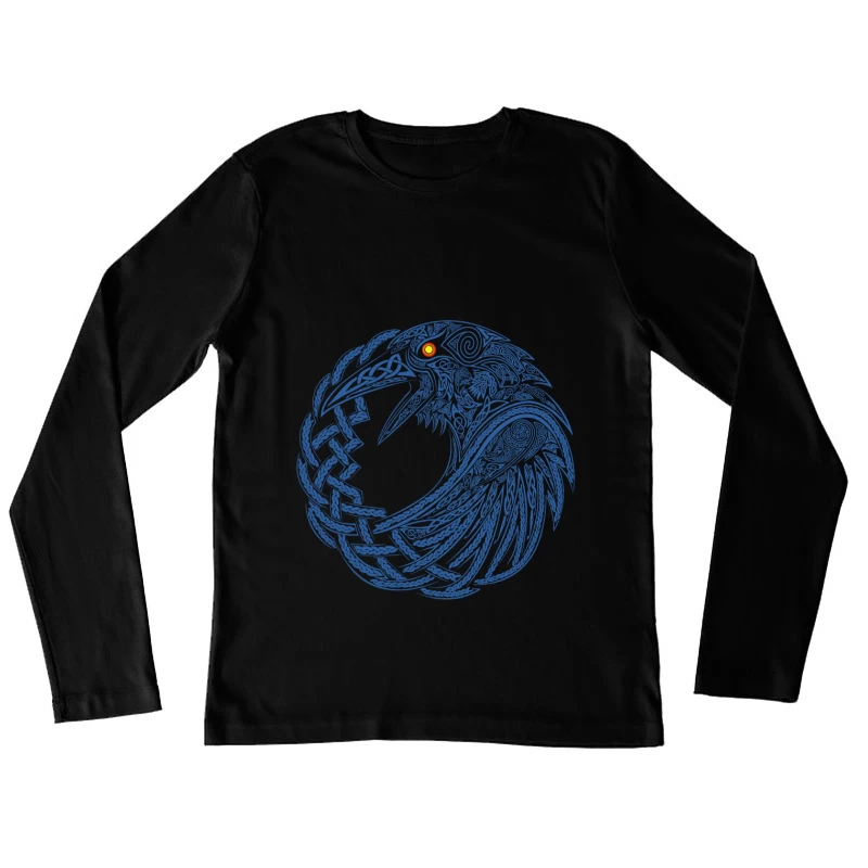 Intricate Celtic Knotwork Raven Illustration Female Long Sleeve T-Shirt