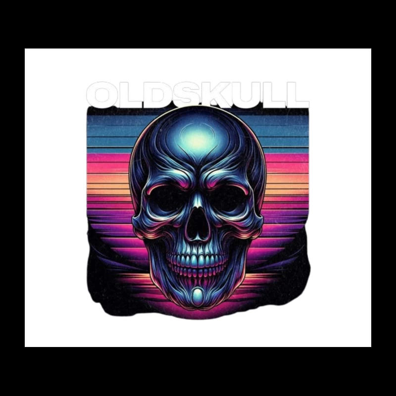 Retro Synthwave Neon Skull Artwork Tapestry