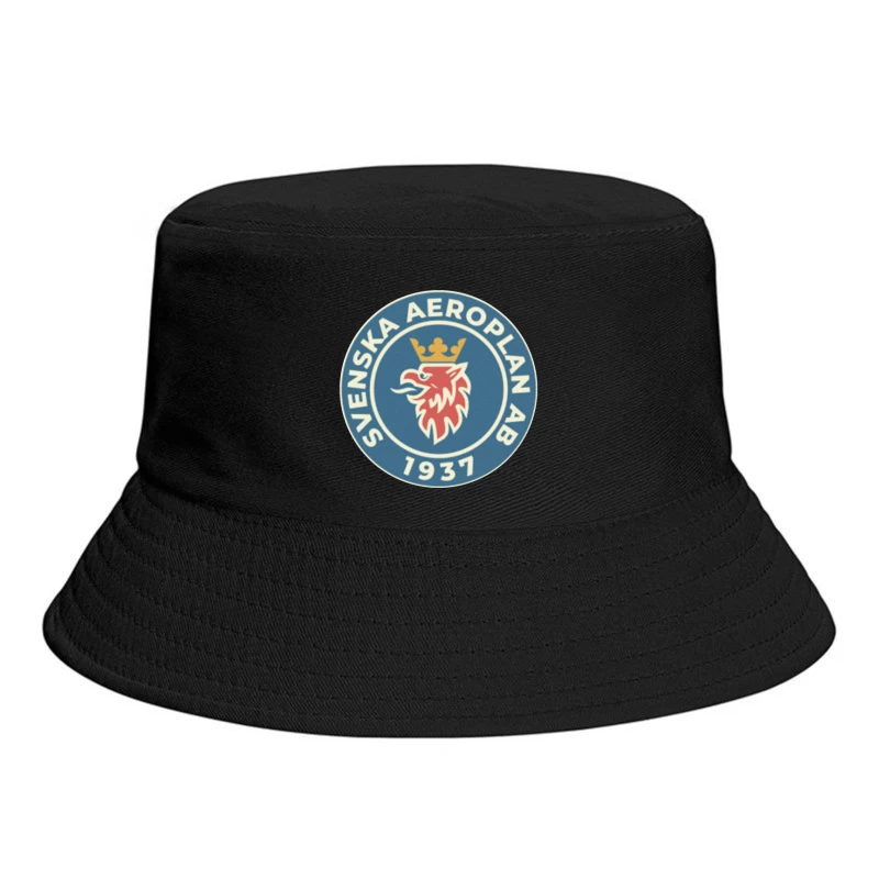 Vintage 1937 Svenska Aeroplan AB (SAAB) Company Logo with Crowned Griffin Bucket Hat