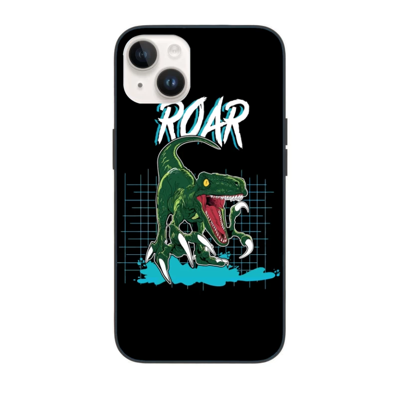 Velociraptor Roar: Neo-Retro Power iPhone Case