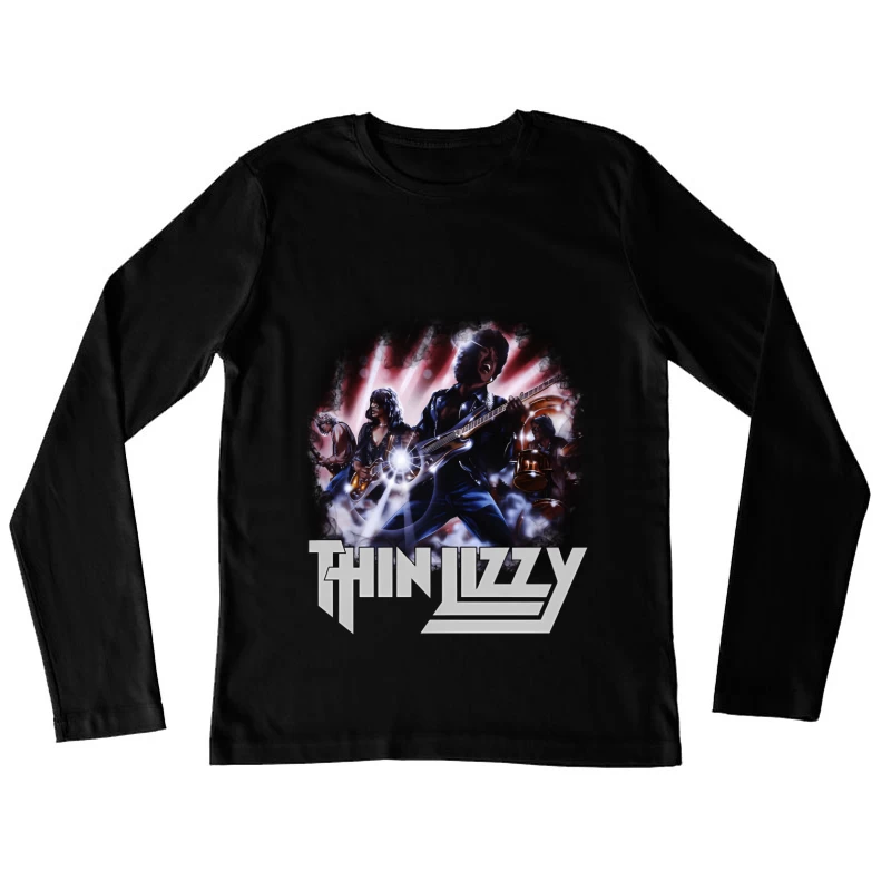 Dramatic Rock Band Performance Illustration Female Long Sleeve T-Shirt