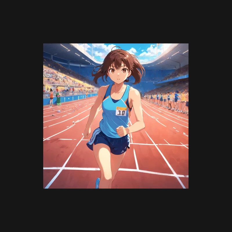 Anime Athlete Competing in Track and Field Stadium Female Long Sleeve T-Shirt