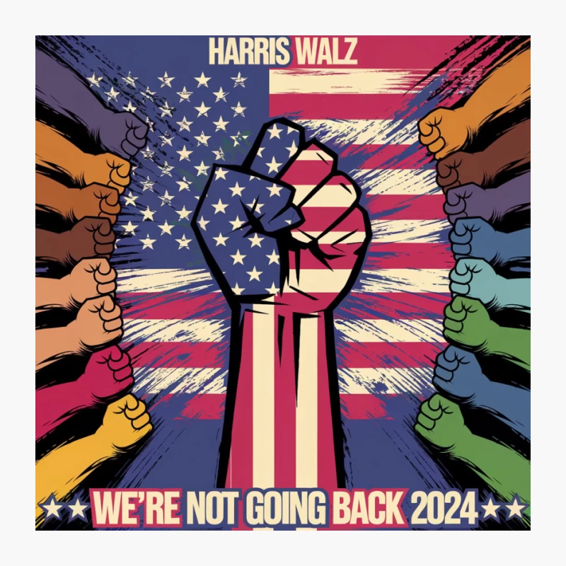 Diverse Unity: American Political Protest Poster for 2024 Election Pin