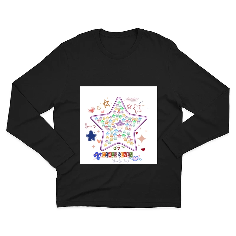 Buntes Stern-Collage-Design Herren Langarm T-Shirt