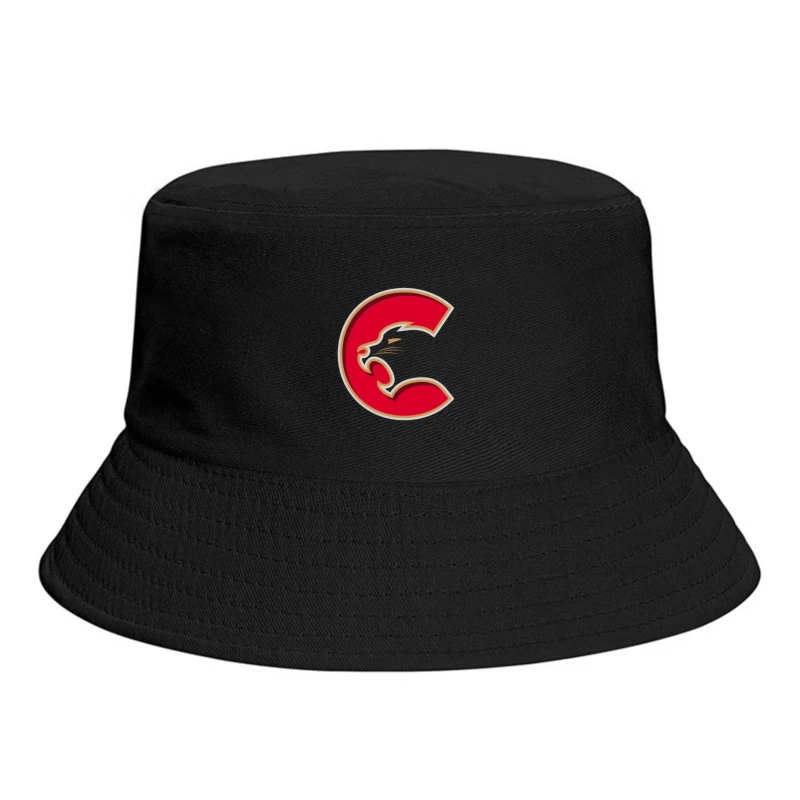 Red Cougar Letter C Sports Logo Design Bucket Hat