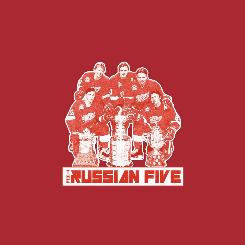 The Russian Five: Legendary Detroit Red Wings Hockey Unit with Championship Trophies Baseball Cap