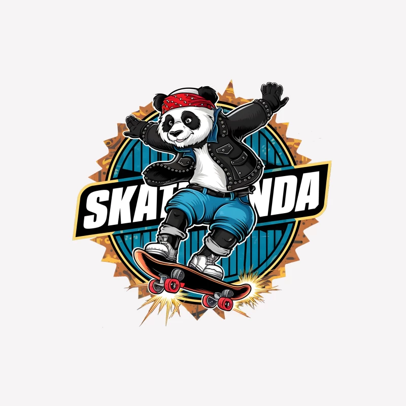 Skateboarding Panda: Urban Mascot for Extreme Sports Female T-Shirt