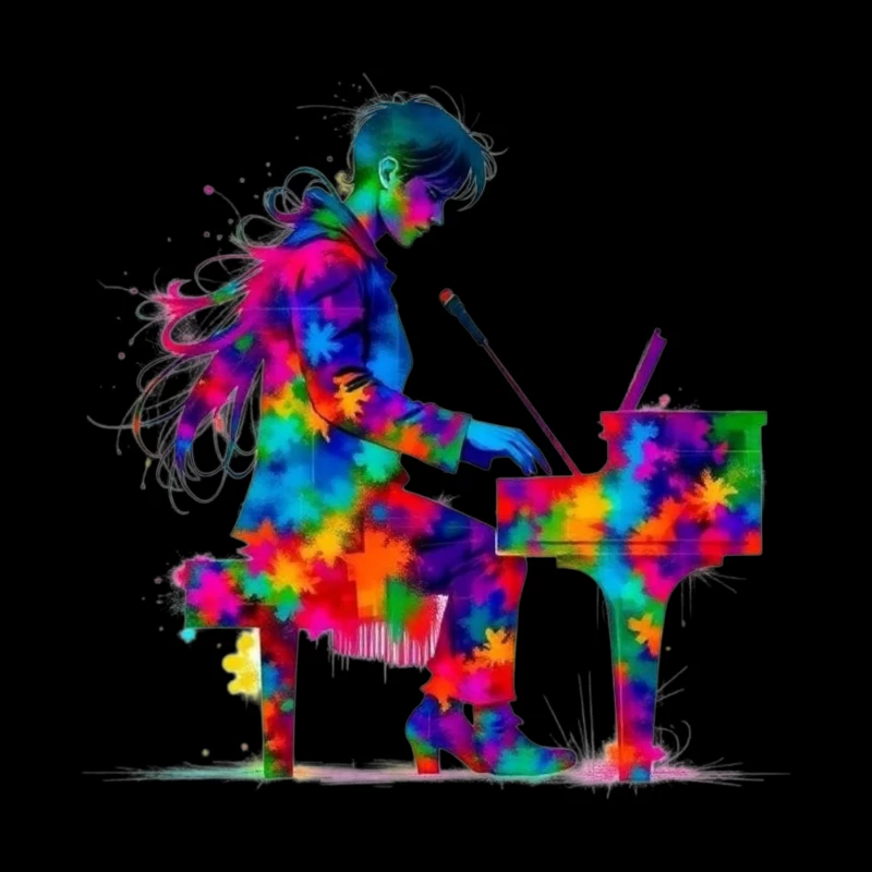 Colorful Piano Performance Throw Pillow