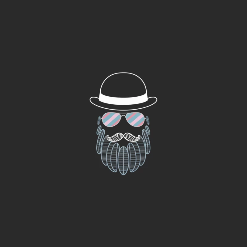 Minimalist Hipster Portrait with Bowler Hat and Beard Illustration Baseball Cap
