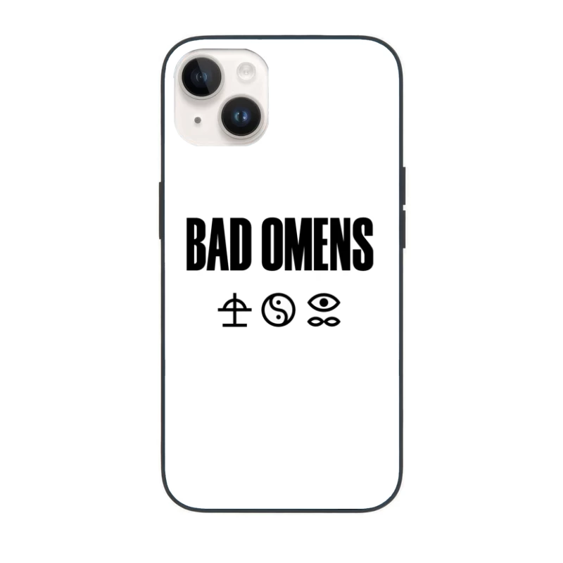 Bad Omens Band Logo with Mystical Symbols in Black and White iPhone Case