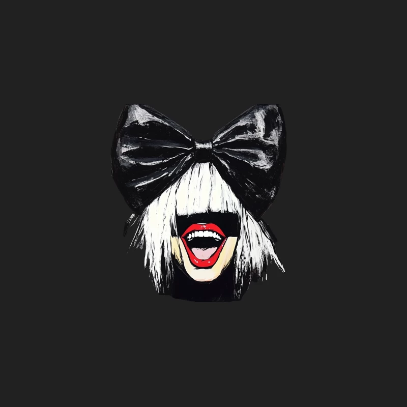 Pop Art Portrait with Oversized Bow and Bold Red Lips Bucket Hat