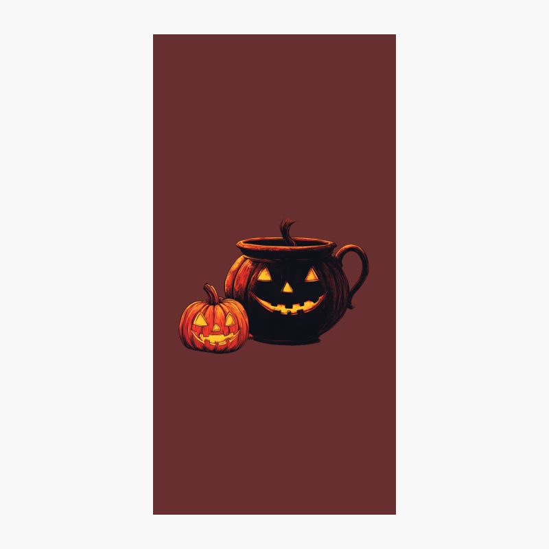 Spooky Halloween Jack-o'-Lantern Cauldron and Carved Pumpkin iPhone Case