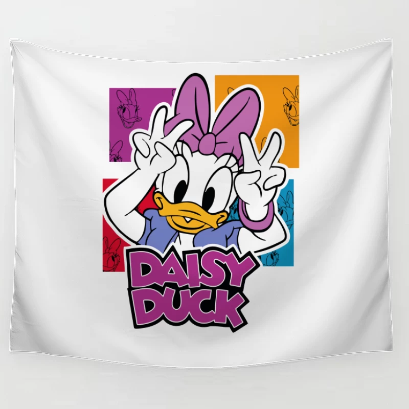 Retro Cartoon Duck – Playful & Nostalgic Design Tapestry