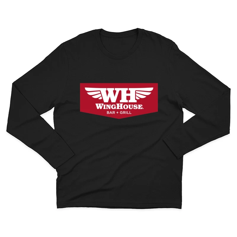 WingHouse Bar & Grill Restaurant Logo with Wings Design Male Long Sleeve T-Shirt