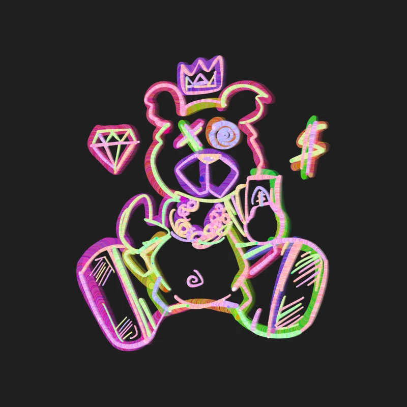 Neon Bärenkunst mit Kronen und Schmuck Herren Tanktops