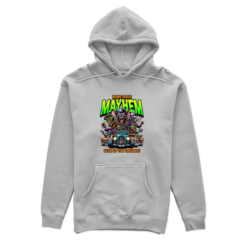 Monstrous Mayhem: Hot Rod Monsters Racing Retro Design Female Pullover Hoodie