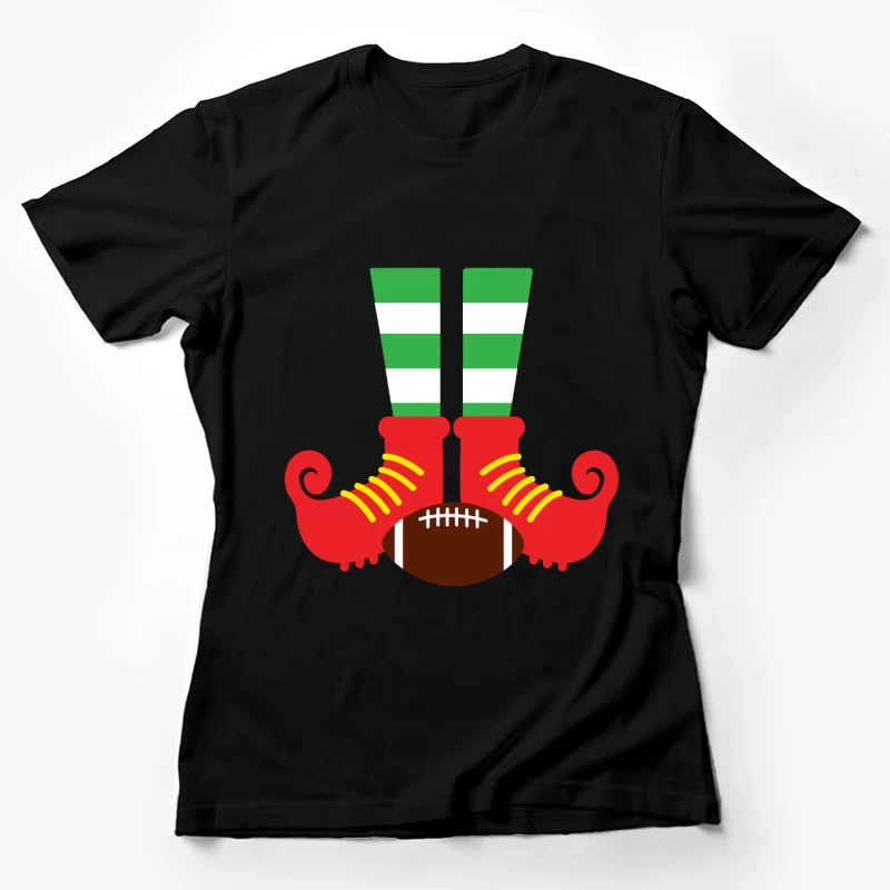 Jambes de lutin avec ballon de football Femme T-Shirt