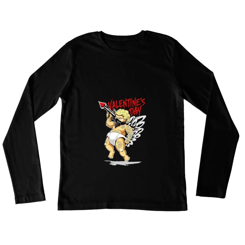 Verstörender Valentins-Engel mit Waffe Damen Langarm T-Shirt