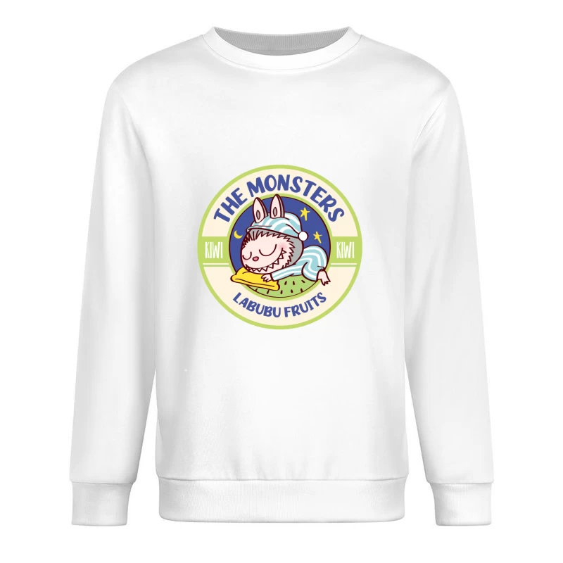 Schlafendes Monster-Logo mit Kiwi-Thema Herren Pullover Sweatshirt