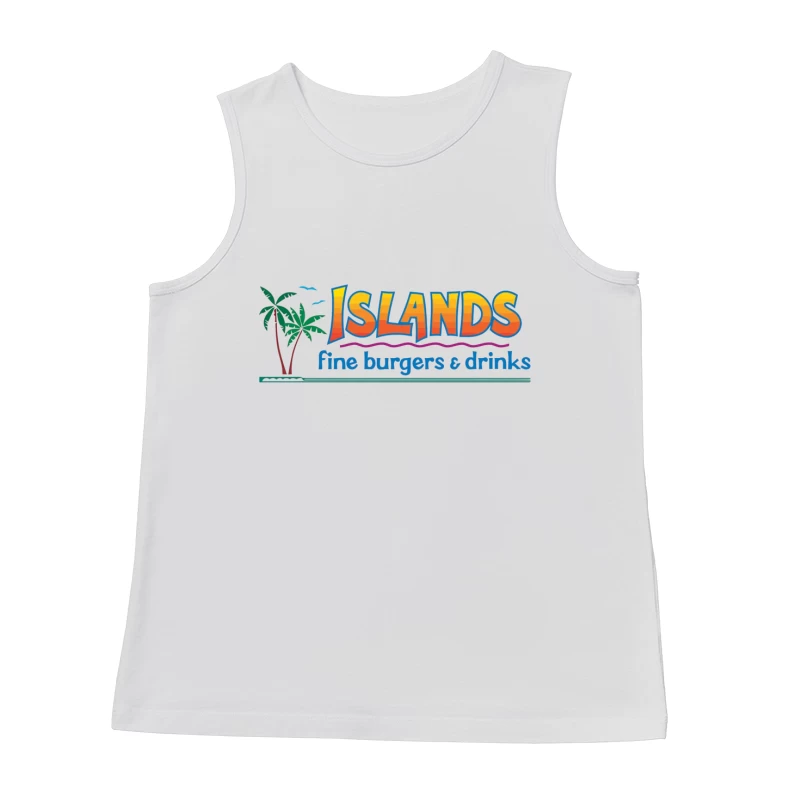 Islands Restaurant Tropical-Themed Burger & Drinks Logo Male Tank Top