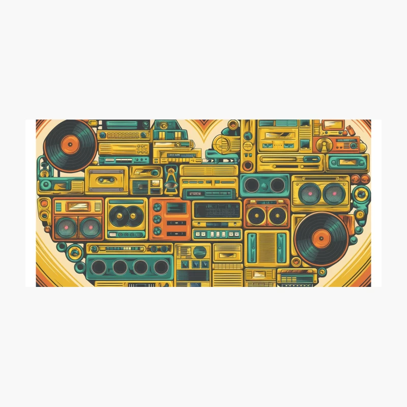 Nostalgic Analog Audio: A Collage of Vintage Sound Devices Coffee Mug