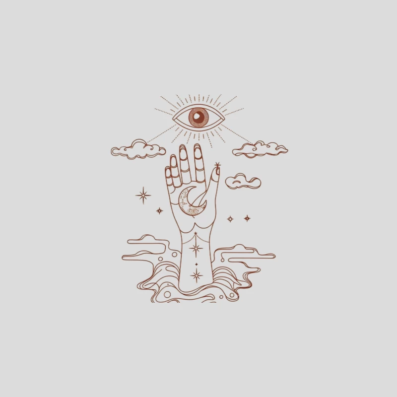 Mystical Hand and All-Seeing Eye in Esoteric Symbolism Baseball Cap