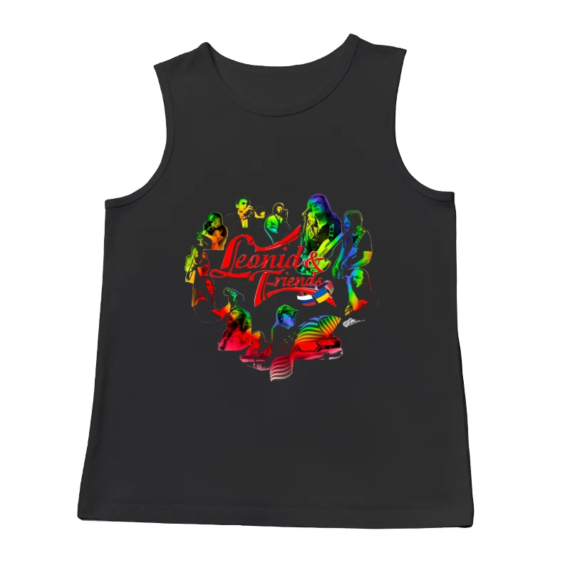 Leonid & Friends: Colorful Musical Band Artwork Male Tank Top