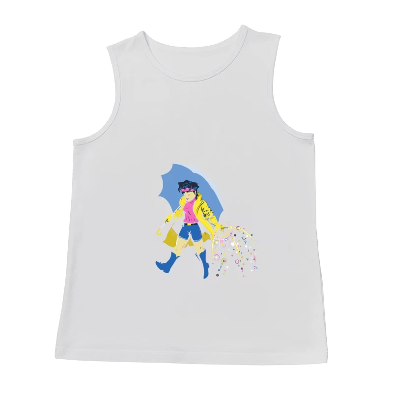 Cheerful Illustration of Colorful Rainy Day Walk Male Tank Top
