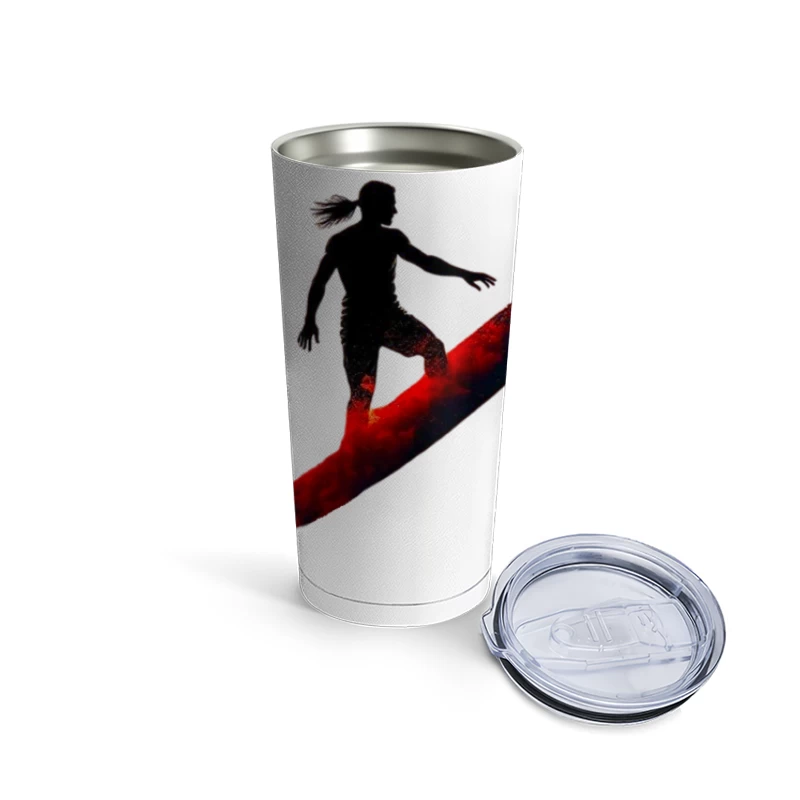 Dramatic Red Surfing Silhouette Art Travel Mug