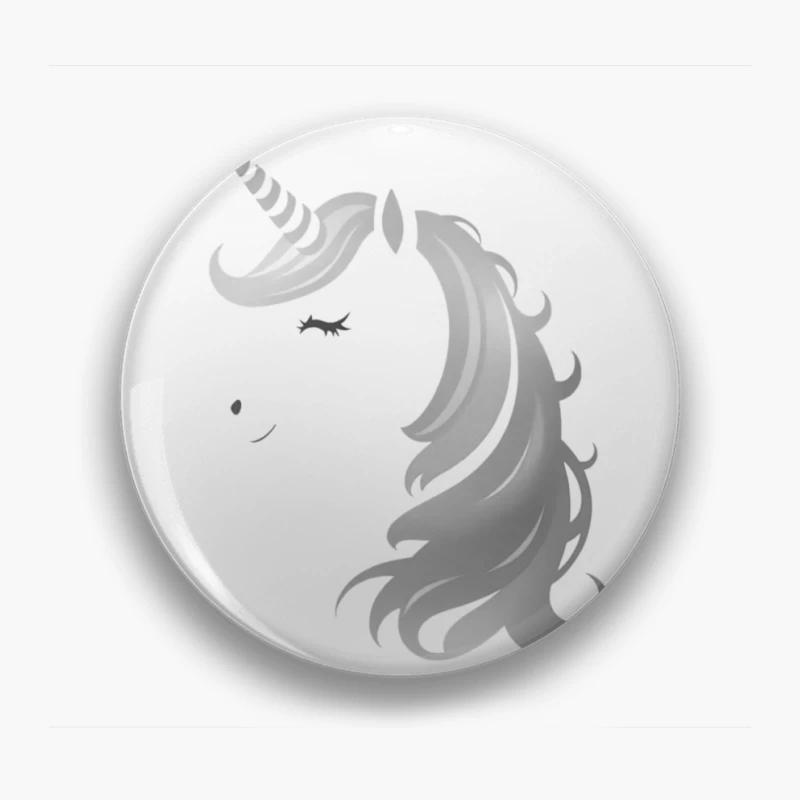 Minimalist Grayscale Unicorn Fantasy Illustration Pin