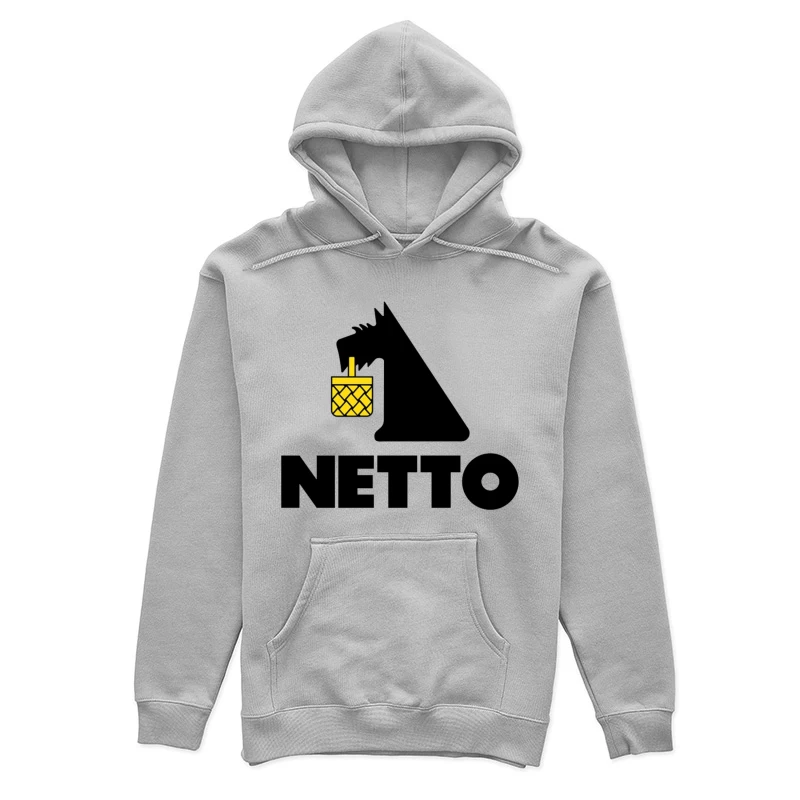 Netto Supermarket Logo with Black Dog and Yellow Basket Female Pullover Hoodie