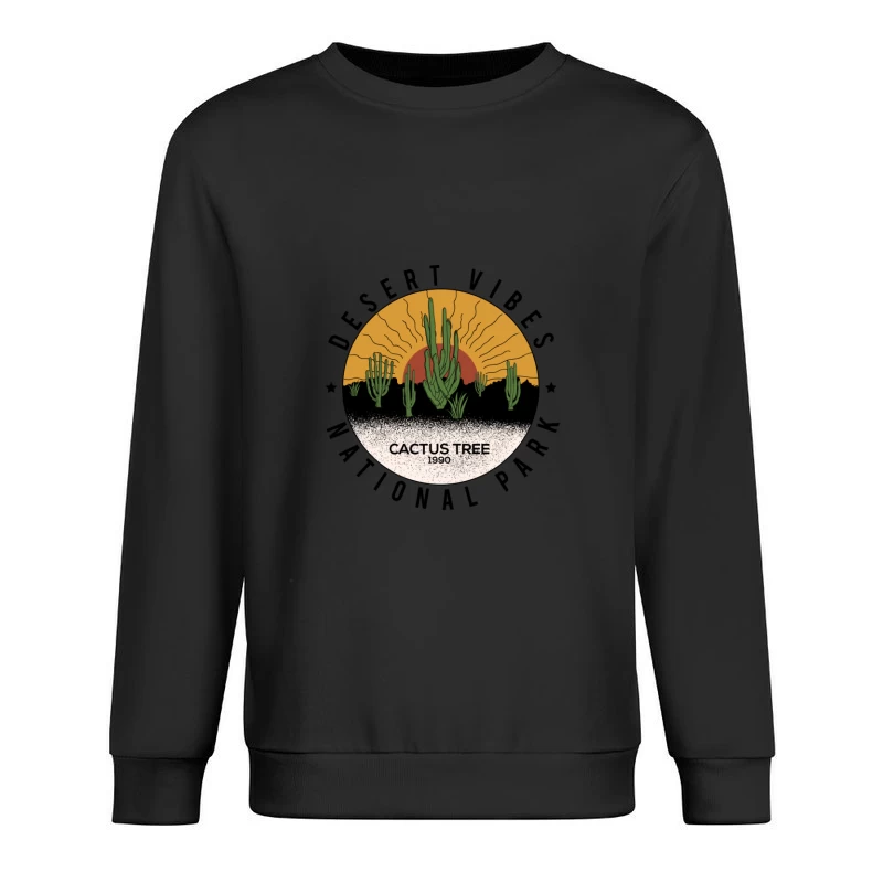 Sonnenuntergang in der Wüste mit Kakteen Herren Pullover Sweatshirt