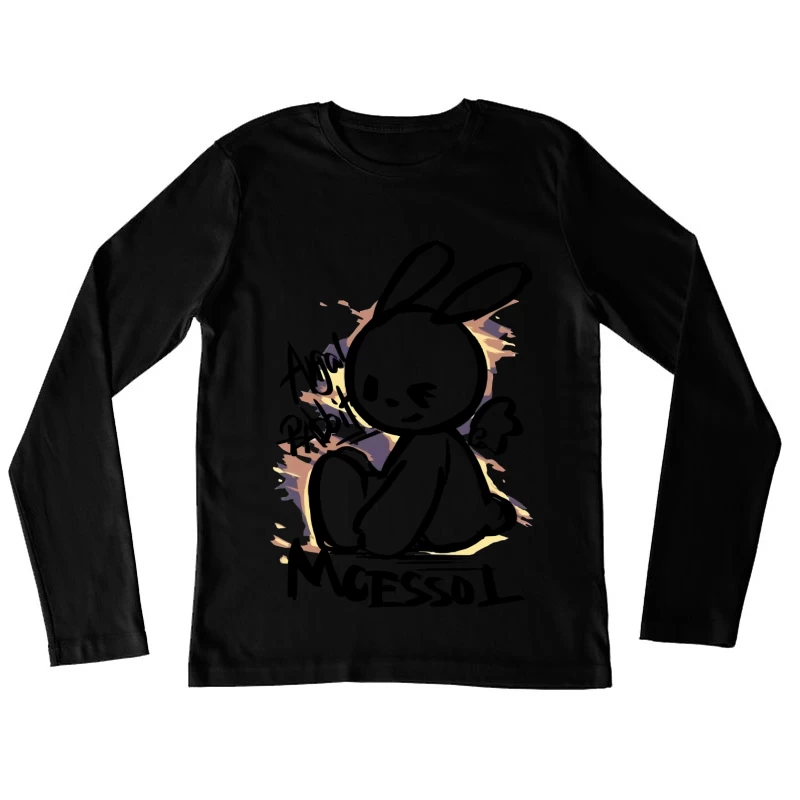 Schwarzes Häschen mit Neonlicht Damen Langarm T-Shirt