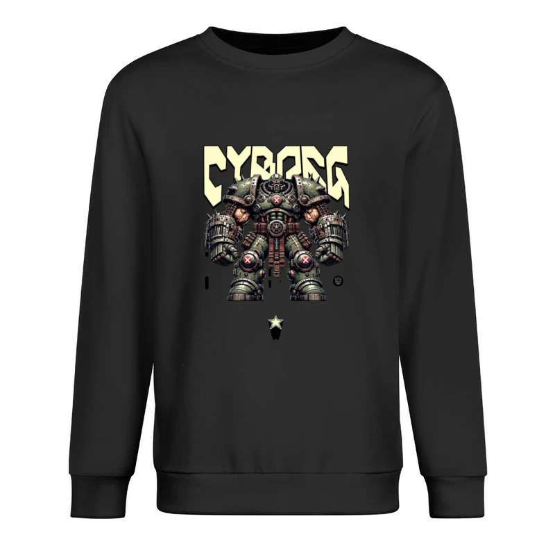 Heavy Combat Cyborg Mech Armor Illustration Male Pullover Sweatshirt