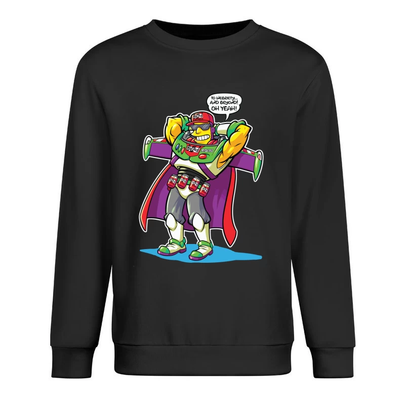 Parody Superhero Character with Drinking Theme Male Pullover Sweatshirt