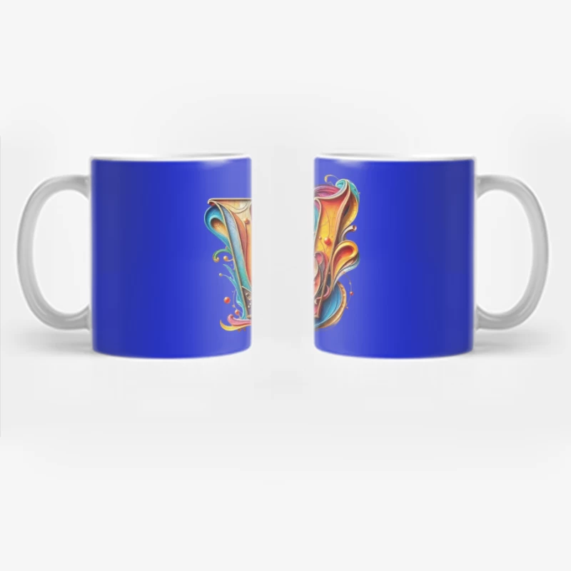 Ornate Colorful Typography: Decorative Letter W Design Coffee Mug