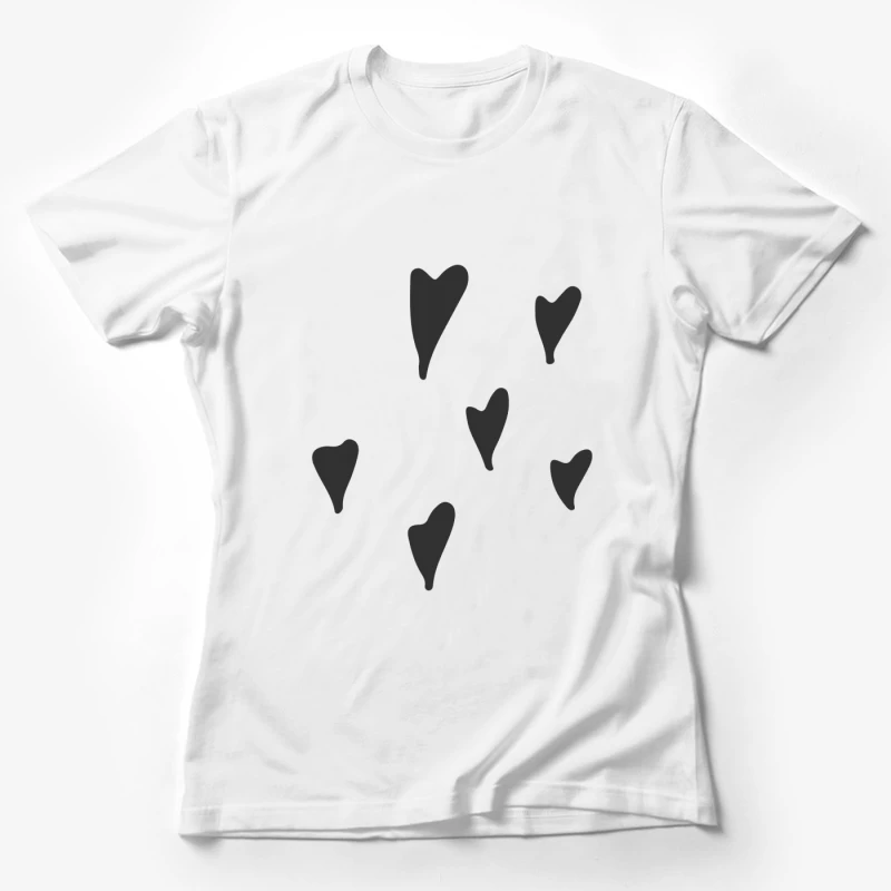 Cœurs asymétriques en noir Femme T-Shirt