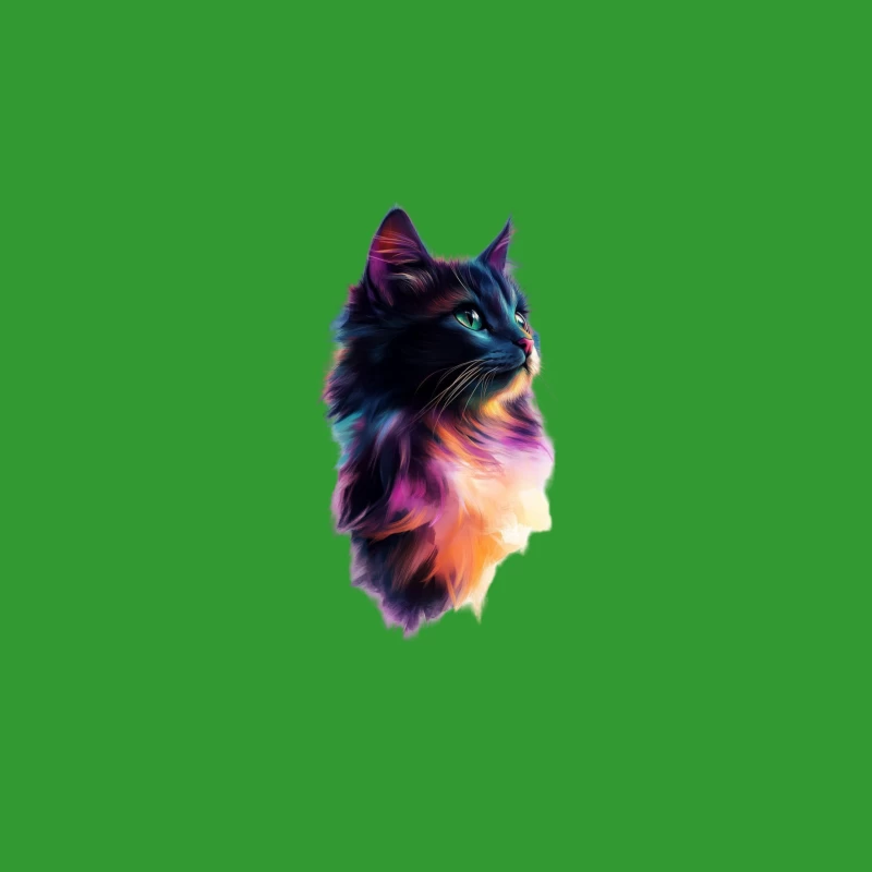 Colorful Cat Profile in Vibrant Digital Art Travel Mug