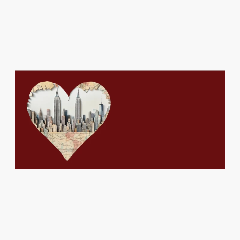 New York City Skyline Heart: Urban Architecture and Map Fusion Coffee Mug