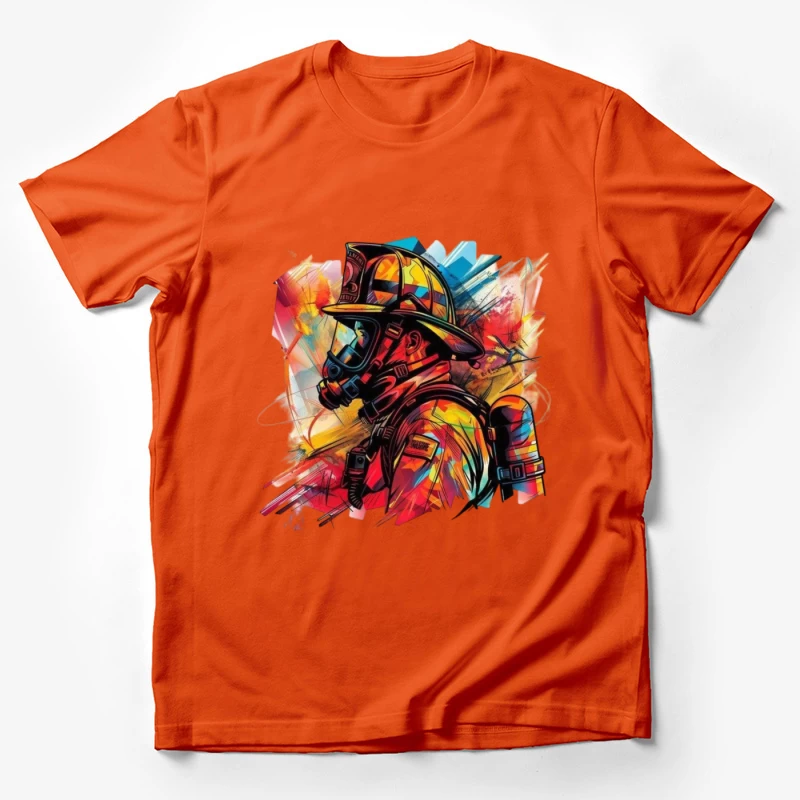 Colorful Portrait of a Firefighter Male T-Shirt