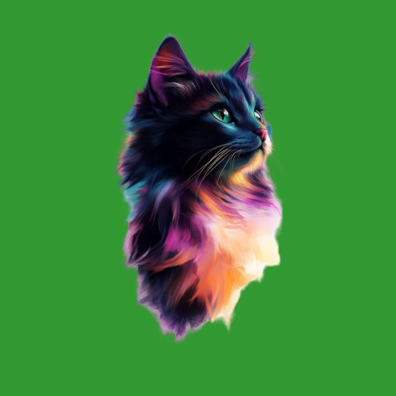 Colorful Cat Profile in Vibrant Digital Art Pin