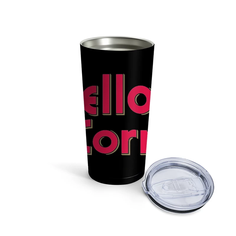 Retro Pink "Mellow Corn" Typography Logo Design Travel Mug